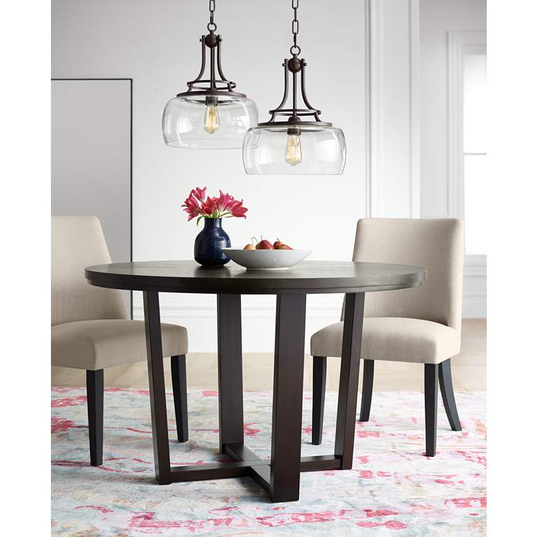 Image 1 Conrad 48 inch Wide Dark Brown Wood Round Dining Table in scene