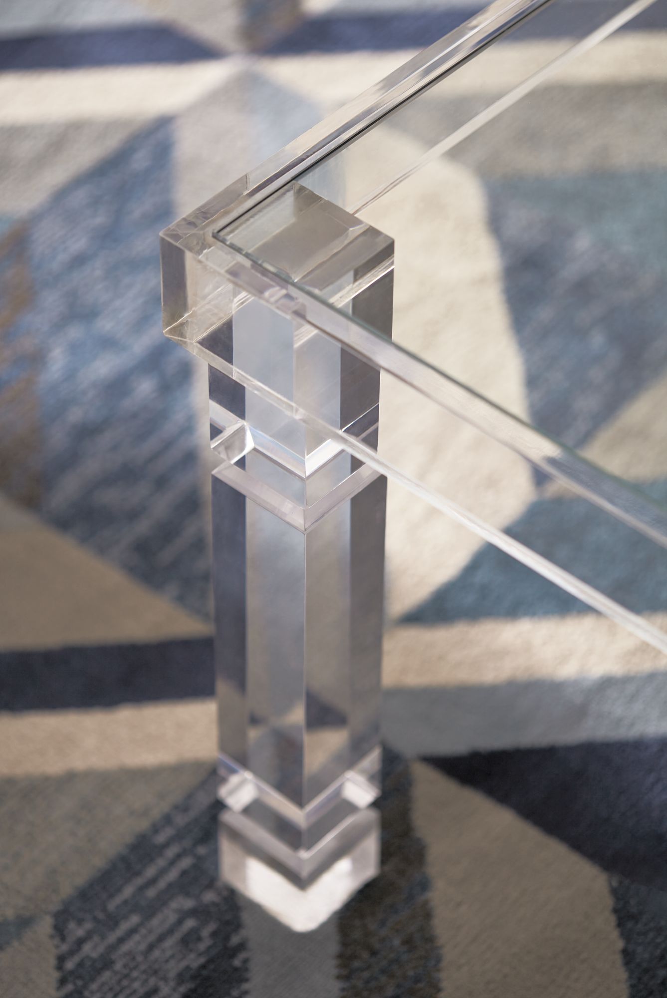 Bristol 42" Wide Acrylic and Glass Rectangular Modern Coffee Table in scene