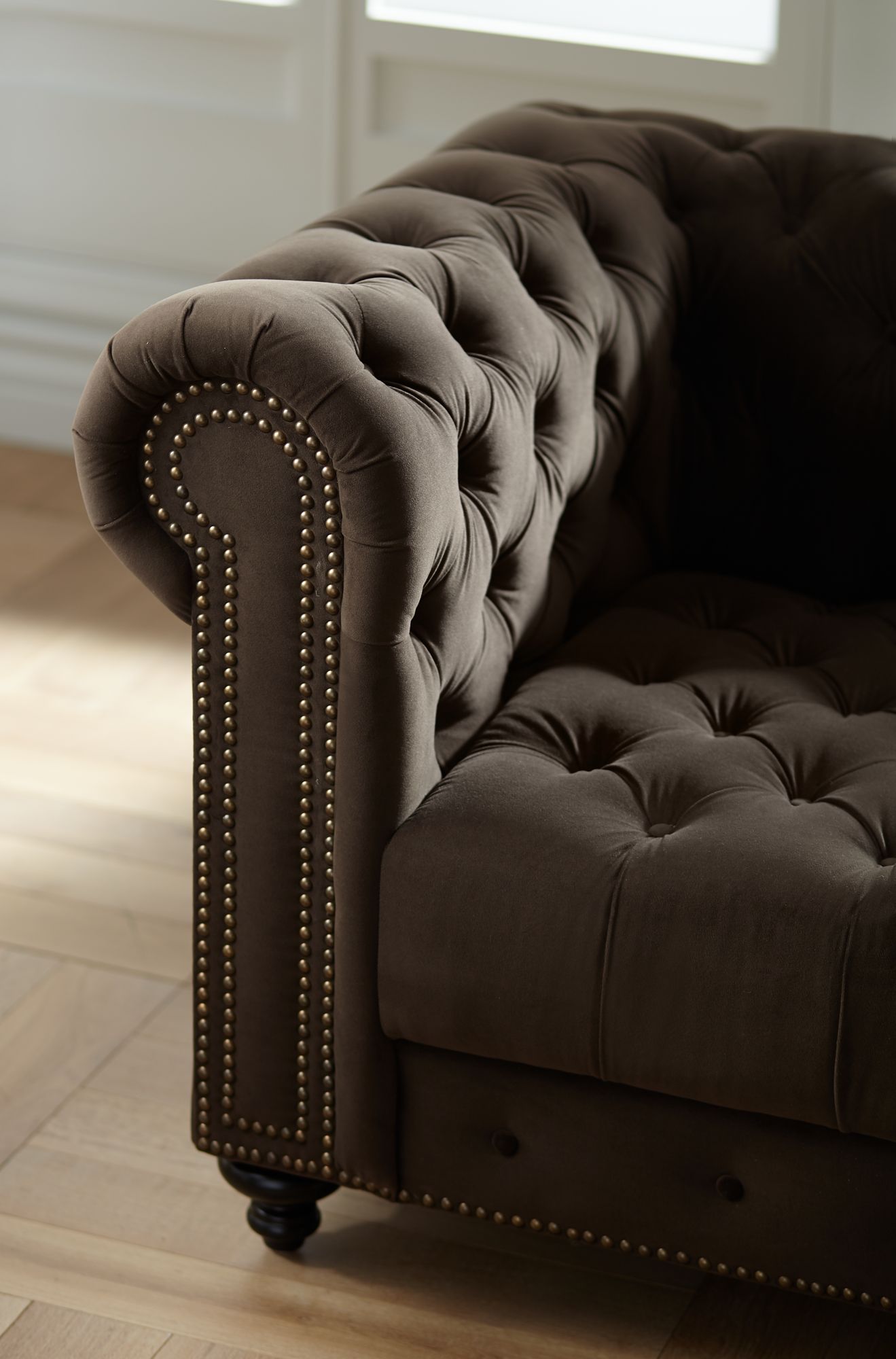 Chocolate Brown Crushed Velvet Sofa Baci Living Room