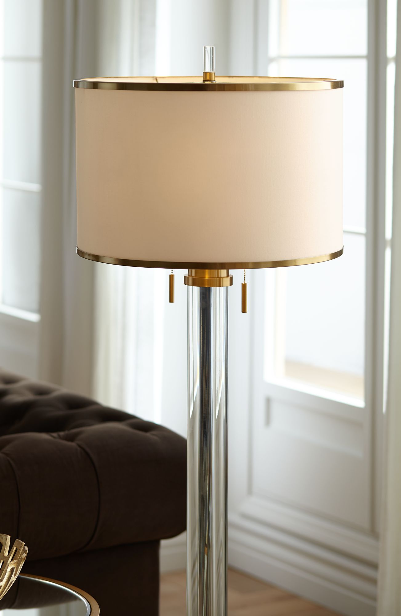 brass column floor lamp