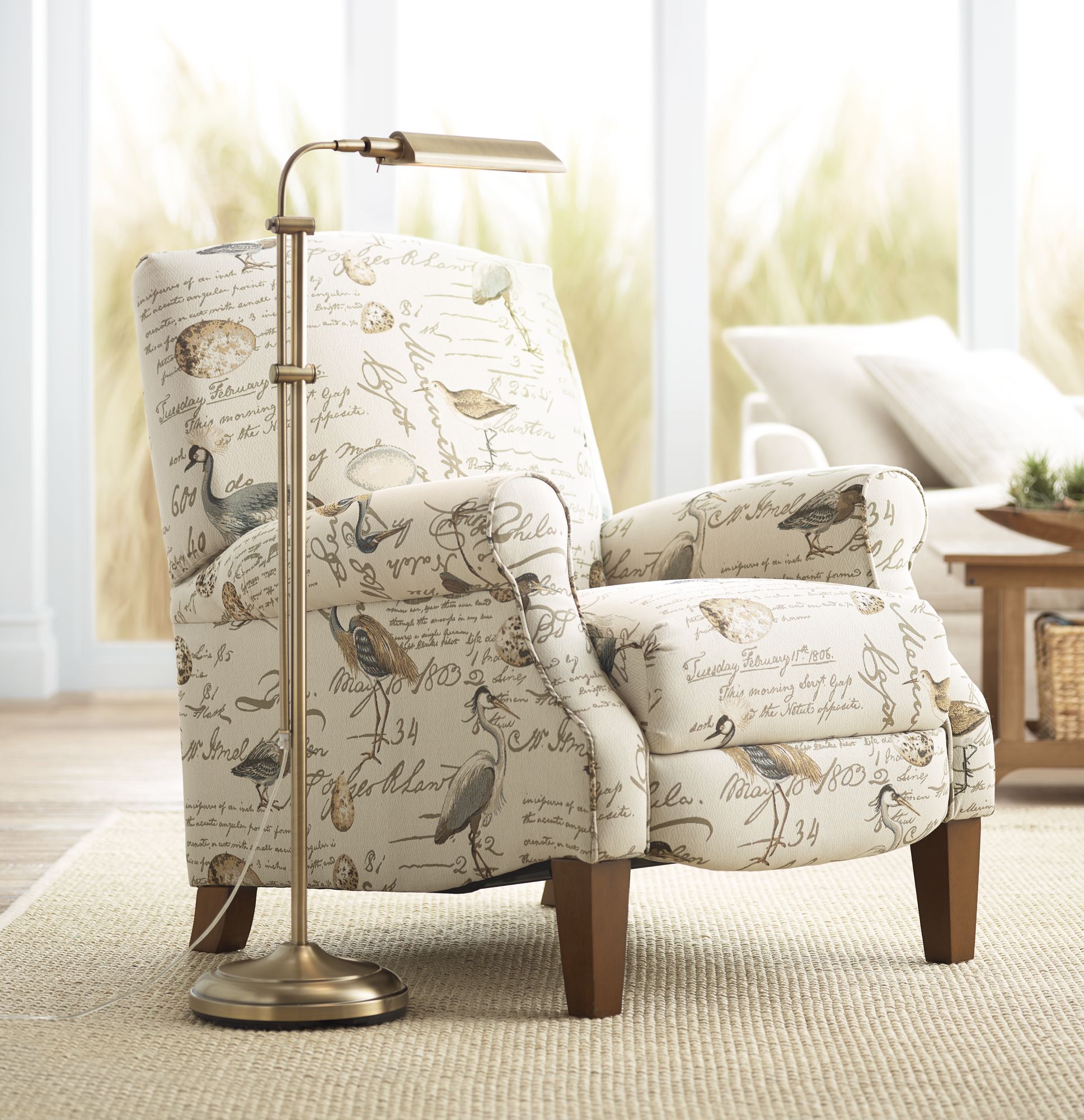 360 Lighting Culver Adjustable Height Aged Brass Pharmacy LED Floor Lamp in scene