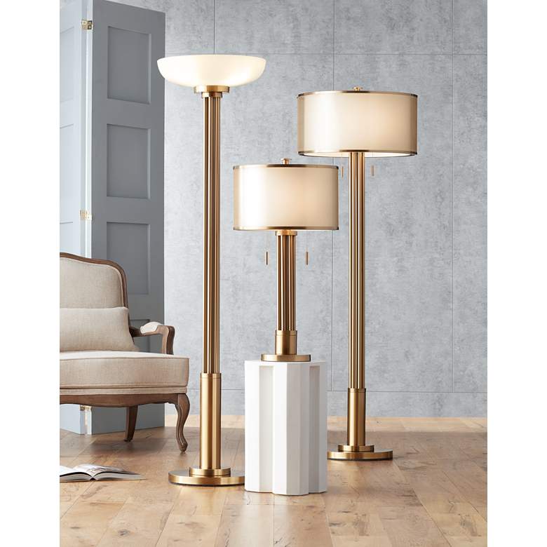 Image 1 Possini Euro Granview 70" Gold Light Blaster™ 4-Light Torchiere in scene
