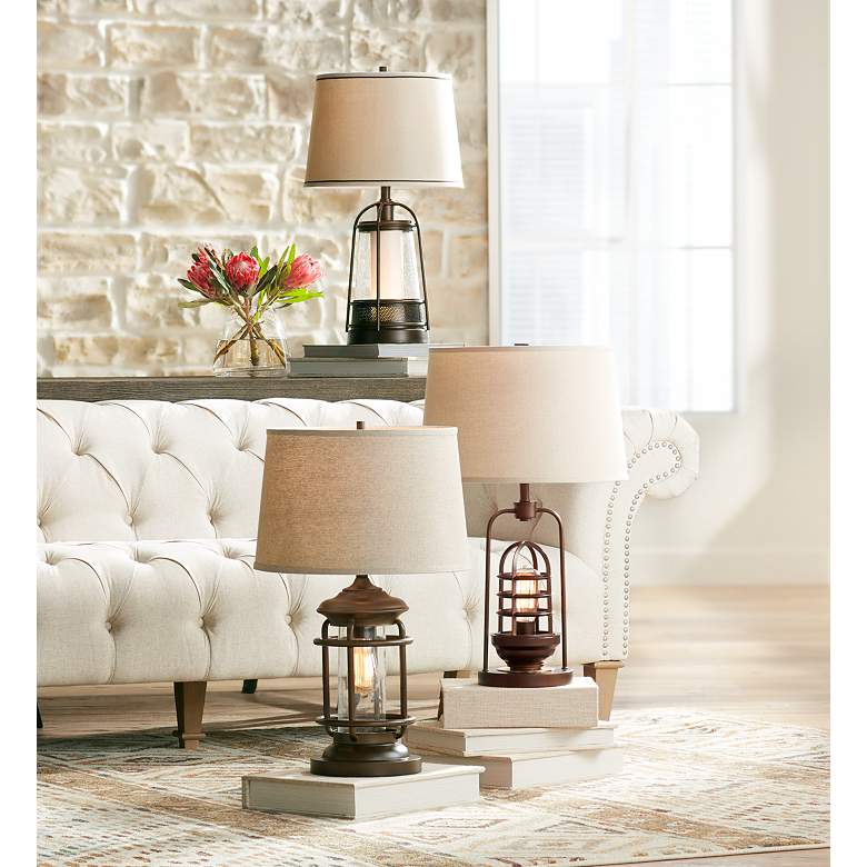 Image 1 Franklin Iron Works Andreas 26" Industrial Night Light USB Table Lamp in scene