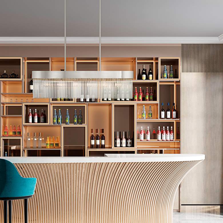 Image 1 Norwich 42" Wide Brushed Nickel 6-Light Linear Chandelier in scene