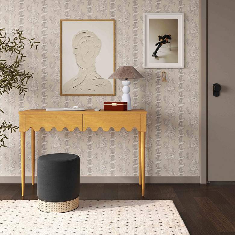 Image 1 TOV Oodle 48" Wide Natural Ash Wood 2-Drawer Modern Desk in scene