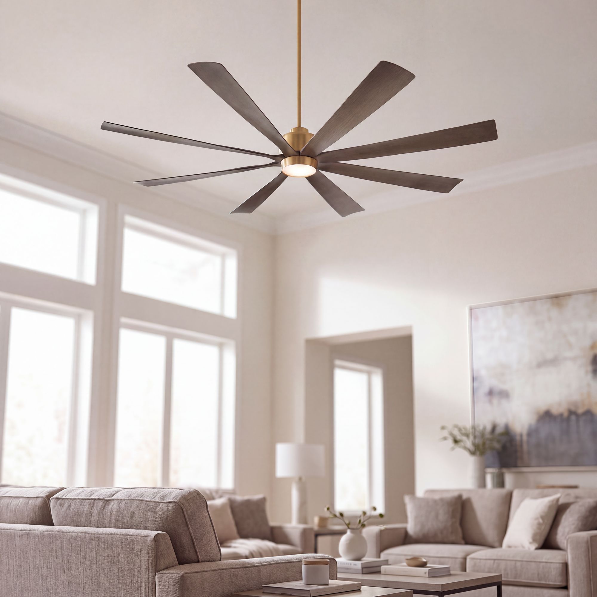 Watch A Video About the Casa Grande Soft Brass and Lightwood LED Large Ceiling Fan