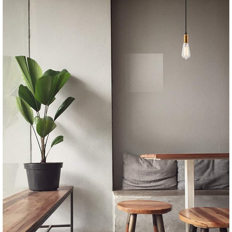 Image 1 Early Electric 5" Wide Black and Antique Brass Mini Pendant in scene