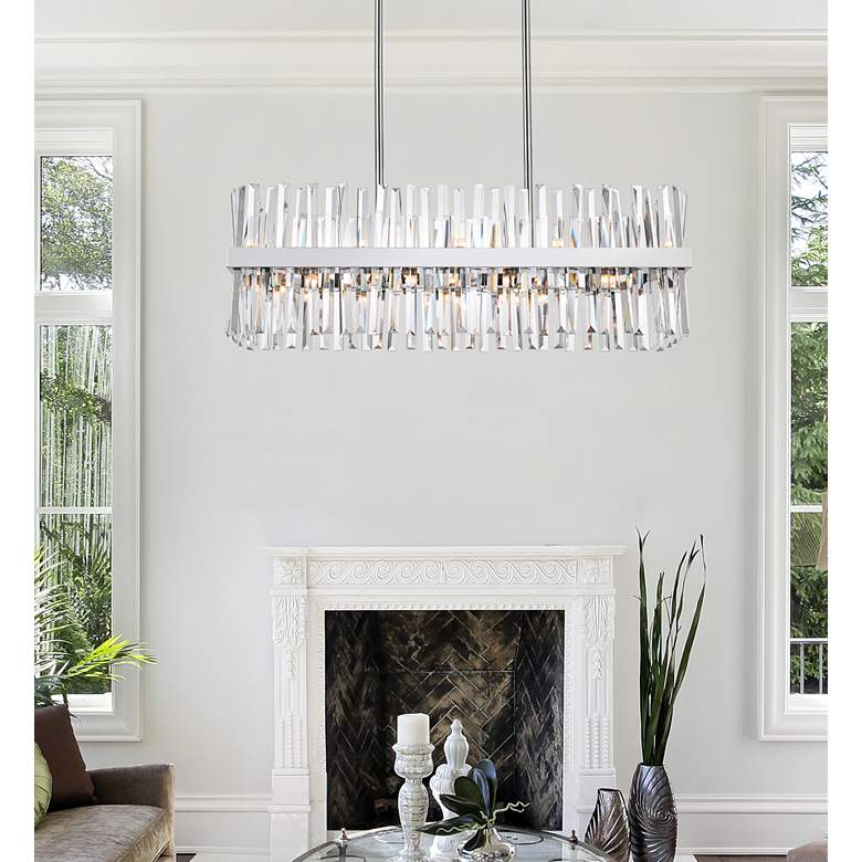 Image 1 Elegant Lighting Serephina 36" Crystal Rectangle Linear Chandelier in scene