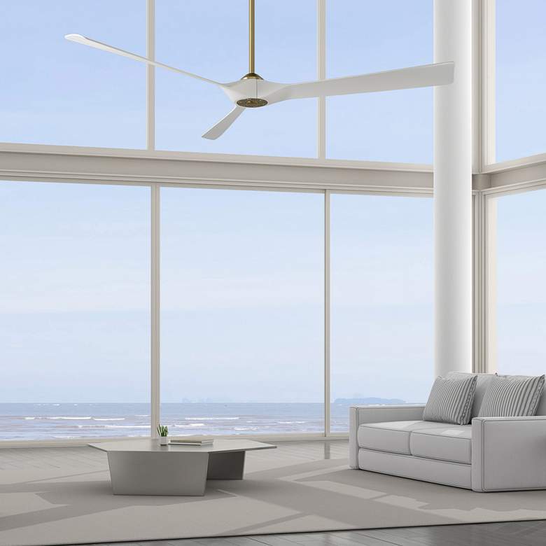 Image 1 70" Modern Forms Torque Soft Brass and Matte White Smart Ceiling Fan in scene