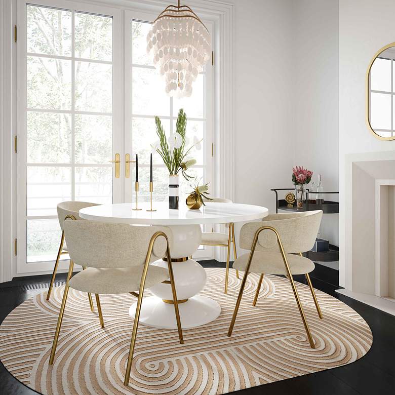 Image 1 TOV Lara Cream Fabric Modern Dining Chairs Set of 2 in scene