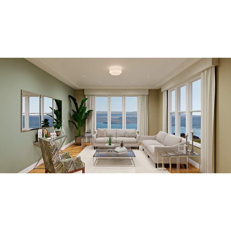 Image 1 Quoizel Prewett 16" Wide Brushed Nickel Ceiling Light in scene