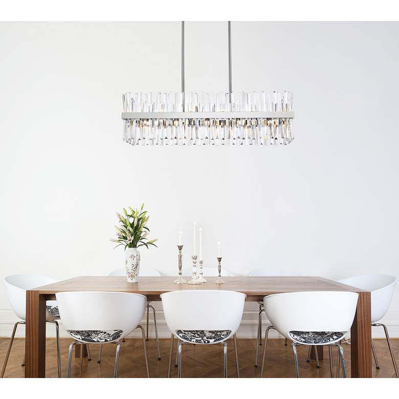 Image 1 Serephina 42 inch Wide Chrome Crystal 24-Light Linear Chandelier in scene