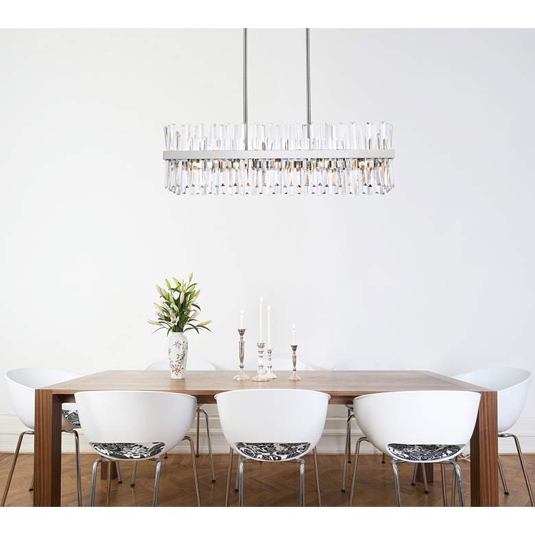 Image 1 Serephina 42" Wide Chrome Crystal 24-Light Linear Chandelier in scene