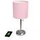 19.5" Brushed Steel Table Lamp with USB Charging Port and LED Bulb Inc