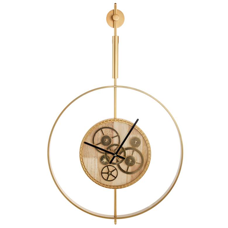 Image 1 19.5" Hanging Gold Gear Clock