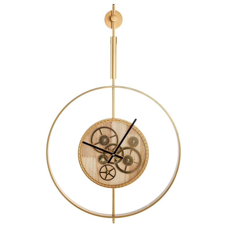 Image 1 19.5" Hanging Gold Gear Clock