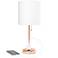 19.5" Rose Gold Stick Table Lamp with Charging Outlet and LED Bulb Inc