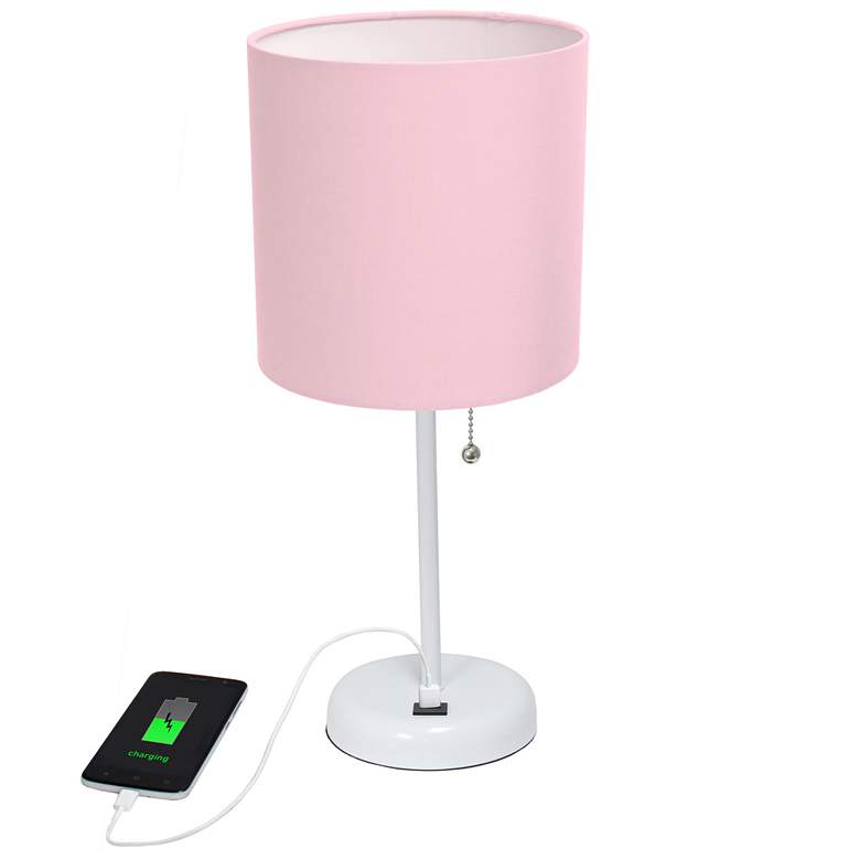 Image 1 19.5" Stick Table Desk Lamp with USB Charging Port and LED Bulb Includ