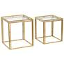 19.7" High Antique Gold Nested Square Side Tables - Set of 2