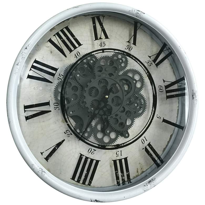 Image 1 19.7 inch Vintage White Gear Wall Clock