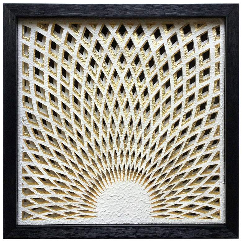 Image 1 19.7" x 19.7" Radiant Sunrise Abstract Rice Paper Shadow Box