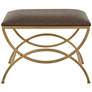 2_19 1/2" High Brass Metal with Cocoa Brown Upholstered Seat Bench