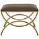 19 1/2" High Brass Metal with Cocoa Brown Upholstered Seat Bench