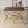 3_19 1/2" High Brass Metal with Cocoa Brown Upholstered Seat Bench more views