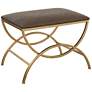 4_19 1/2" High Brass Metal with Cocoa Brown Upholstered Seat Bench more views