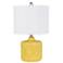 19" Ceramic Floral Textured Table Lamp & White Fabric Shade, Ochre
