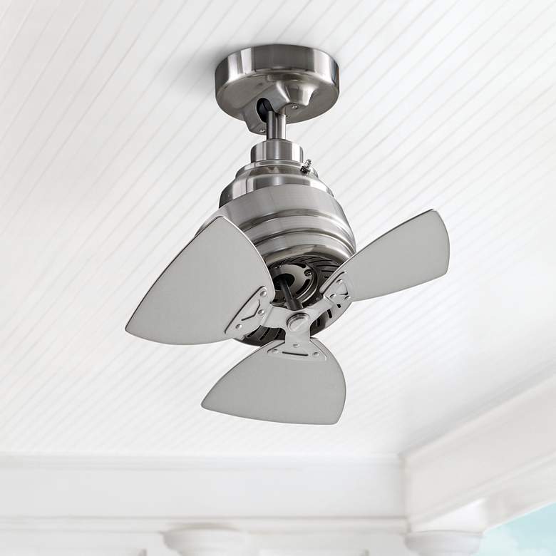 Image 1 19" Fanimation Rotation Brushed Nickel Damp Ceiling Fan