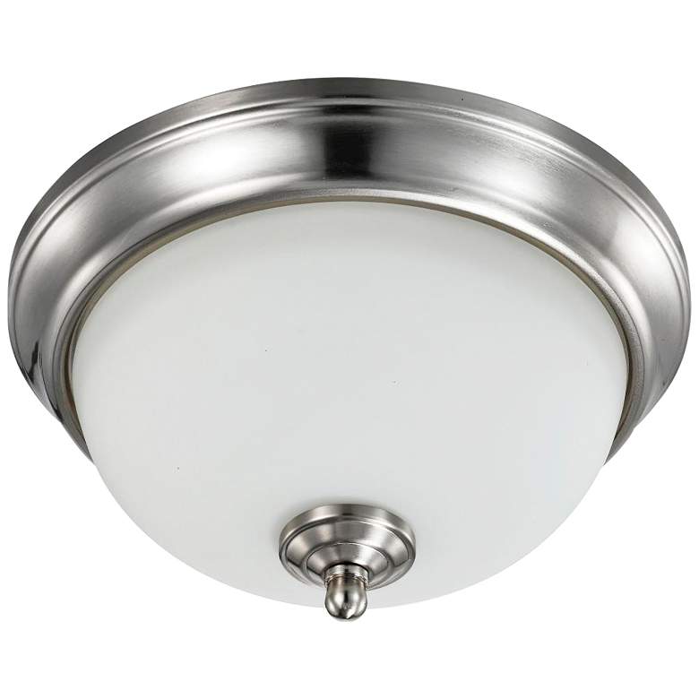 Image 1 19 Watt; 11 inch; LED Flush Mount; 3000K; Brushed Nickel; Frosted Glass