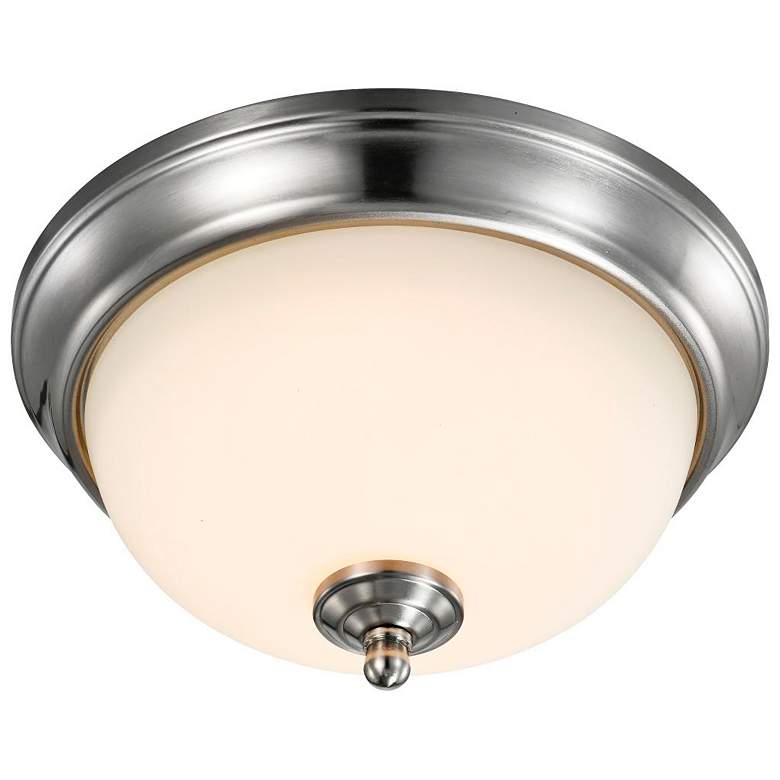 Image 3 19 Watt; 11 inch; LED Flush Mount; 3000K; Brushed Nickel; Frosted Glass more views