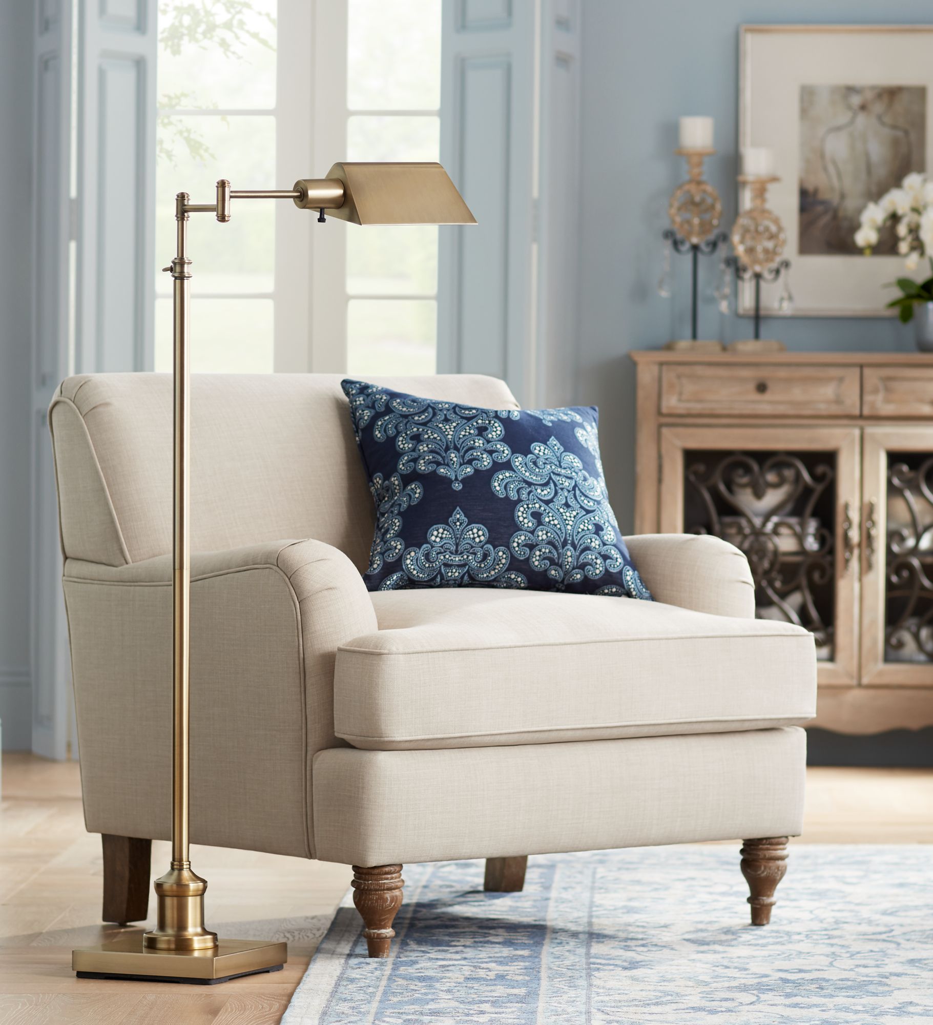 canterbury colony linen upholstered armchair