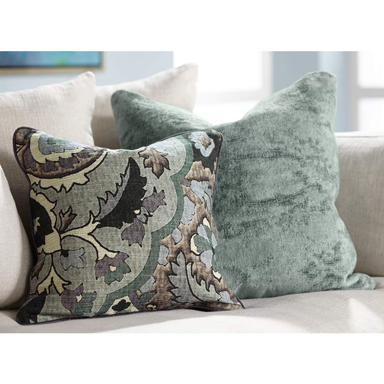 Image 6 Oliver Sage Green 22" Square Throw Pillow in scene