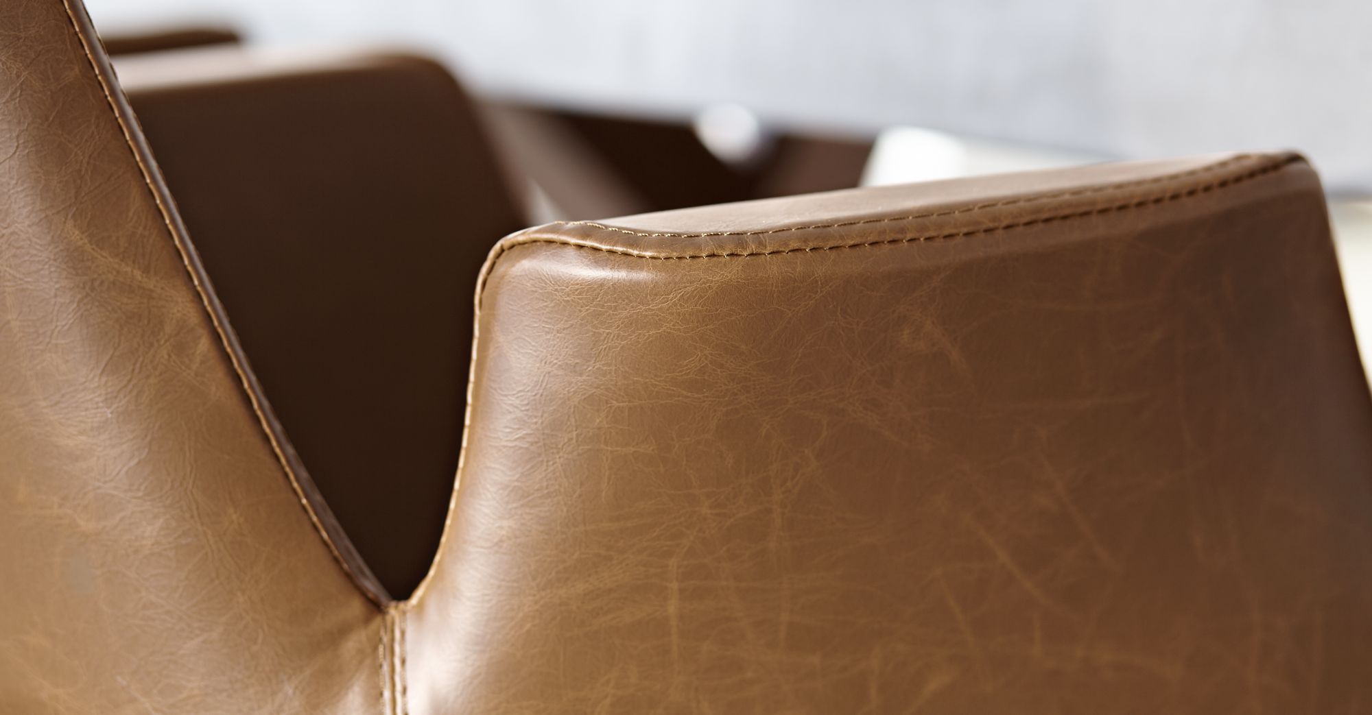 Aloft Brown Faux Leather Modern Dining Chair in scene