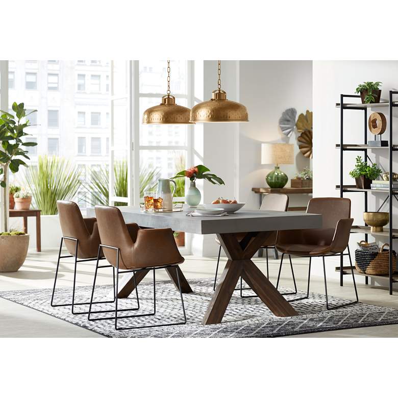 Image 1 Warwick 78 3/4 inch Wide Gray Concrete Rectangular Dining Table in scene