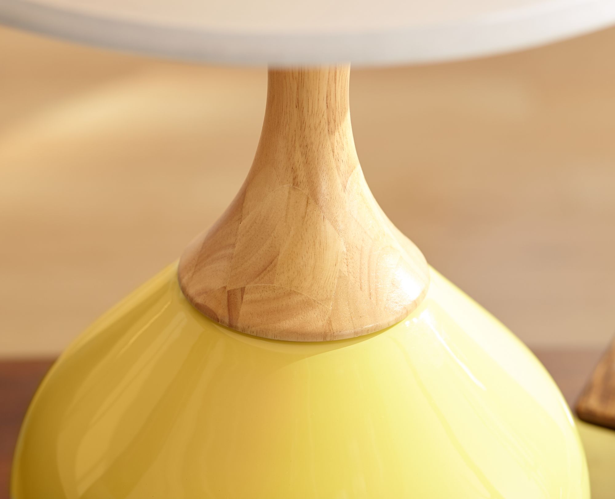 Color Plus Wexler 31" White Shade Daffodil Yellow Table Lamp in scene