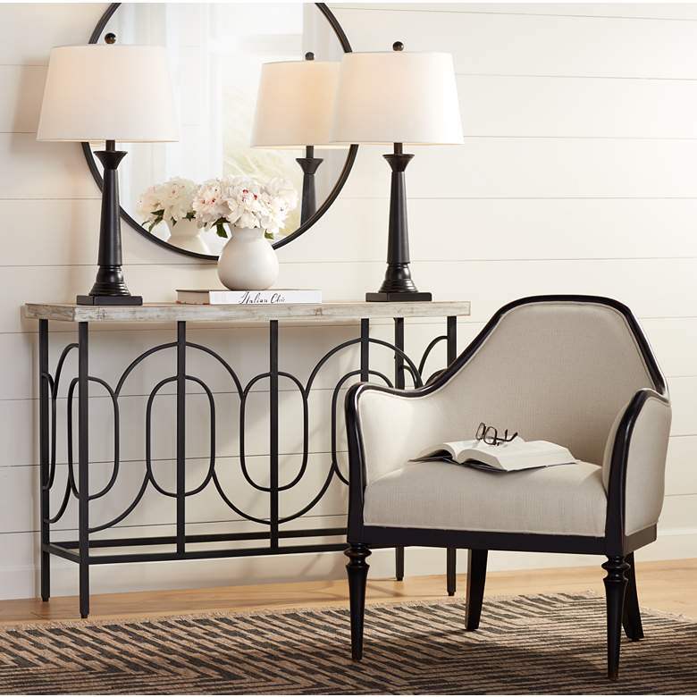 Image 1 360 Lighting Dolbey 28" Black Bronze Column Table Lamps Set of 2 in scene