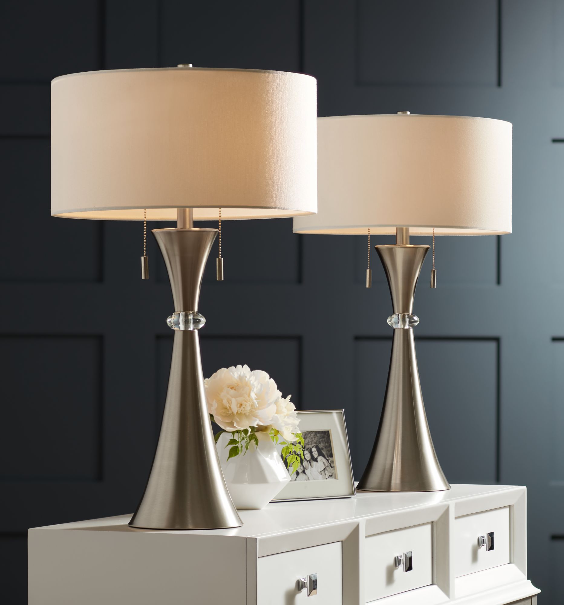 rachel concave column metal table lamp set of 2