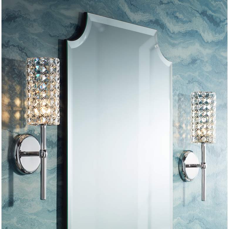 Image 1 Cesenna Cylinder 16 inch High Modern Crystal Wall Sconce in scene