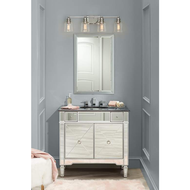 Image 1 Possini Euro Preston 32" Wide Polished Nickel 4-Light Bath Light in scene