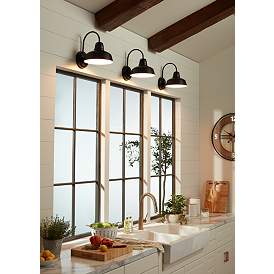 Image1 of Urban Barn Collection 13" High Black Outdoor Wall Light in scene