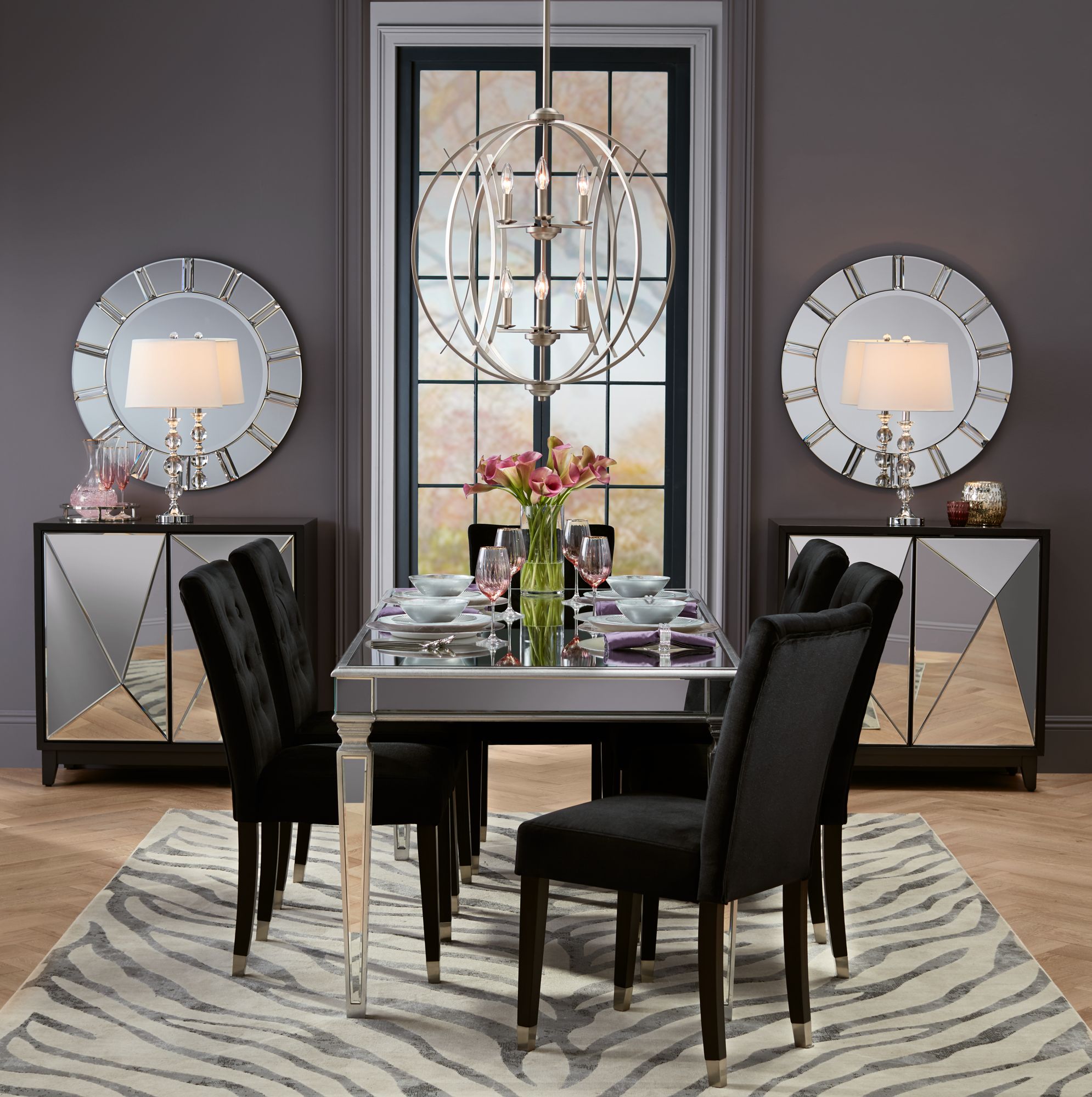 glass and mirror dining table set