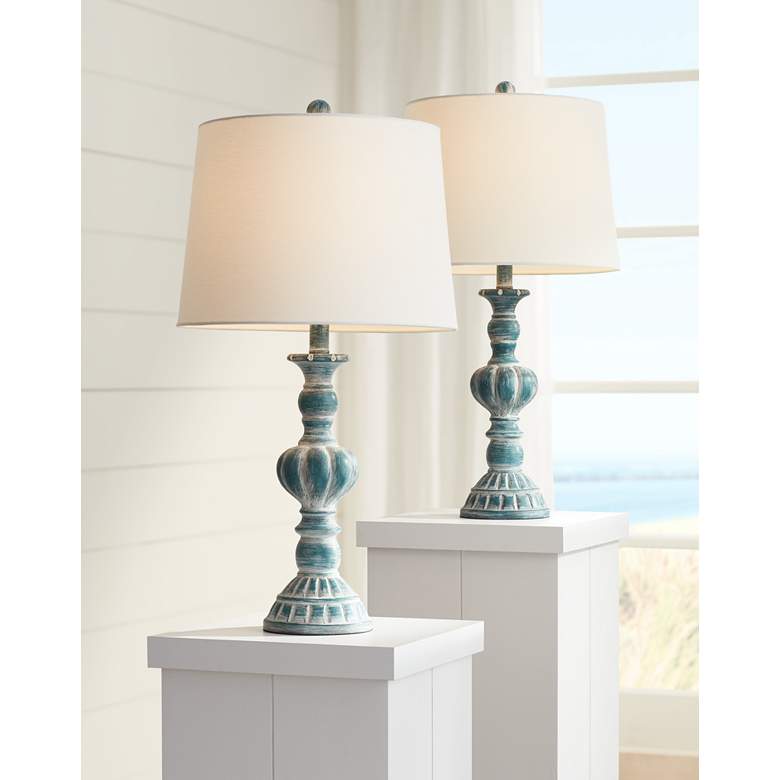 Image 1 Tanya Blue Wash Table Lamps Set of 2 with Smart Sockets in scene