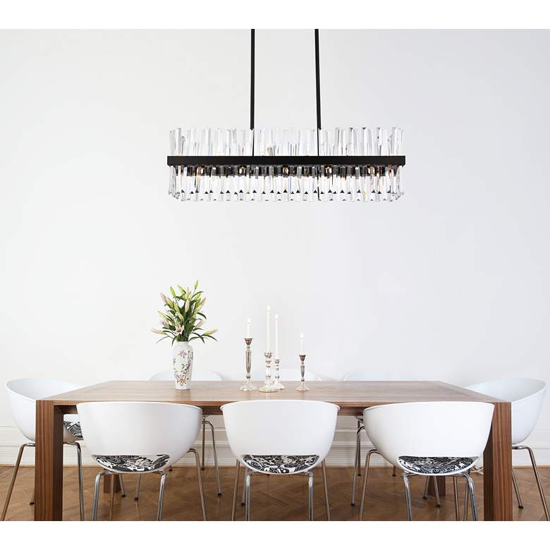 Image 1 Serephina 42" Wide 24-Light Rectangular Modern Crystal Chandelier in scene