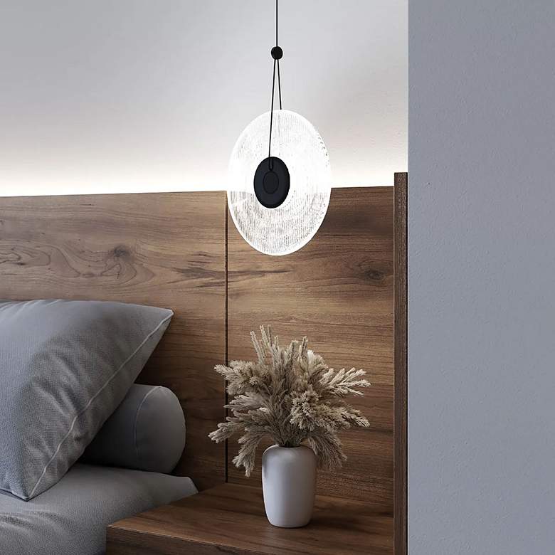 Image 1 Meclisse 9"W Satin Black with Clear Glass LED Mini Pendant in scene
