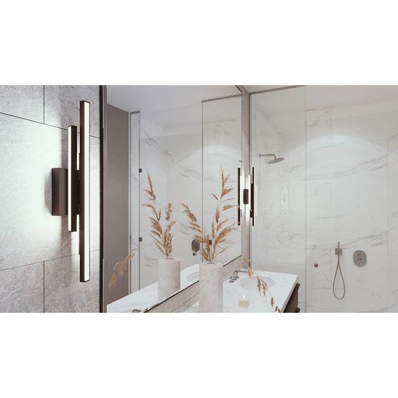 Image 1 Indra 24" Wide Black LED Vanity Bath Light w/ White Acrylic in scene