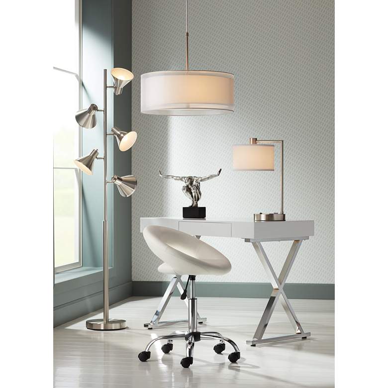 Image 1 360 Lighting Colby 21" Nickel Desk Lamp with Outlet and USB Port in scene