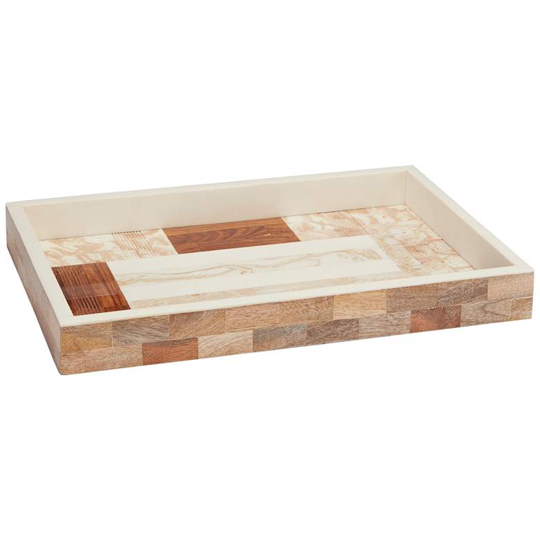 Image 1 1940s 18 1/2" Wide Brown and Ivory Marble Decorative Tray